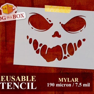 Pumpkin Face-stencil nr. 4: herbruikbaar halloweendecor, muur- en stoffensjabloon
