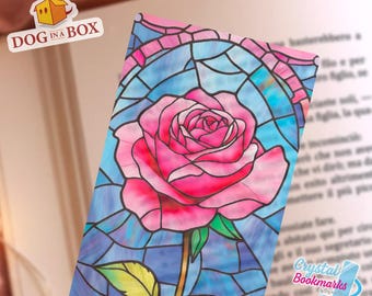 Rose bookmark n.2 - Handmade Transparent Bookmark | Stained Effect | Gift for Readers, Students, Teachers | Flower bookmark