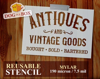Antiques stencil: reusable Stencil for wood signs, painting on wall, home and furniture decor
