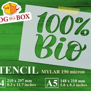 100% biologische stencil: herbruikbare mylar, bord met boerderijvoedsel