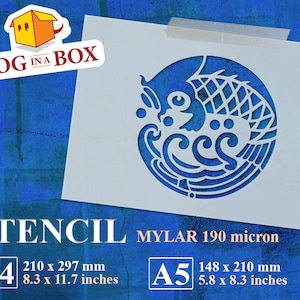 Stencil Koi n.3, stencil pesce, stencil giapponese, stencil per pittura, stencil per insegne in legno, stencil per negozi di tatuaggi, stencil carpa