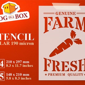 Farm Fresh Carrots-stencil: herbruikbare mylar-stencil om te schilderen