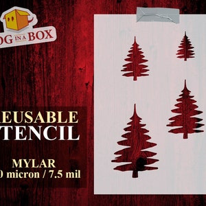 Christmas trees stencil set n.3 - Reusable stencil with a Christmas tree in various sizes. Perfect for home decor and painting on wood