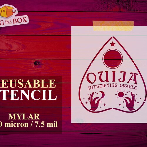 Ouija Planchette Stencil n.2: Reusable Esoteric stencil for DIY OUJIA boards, home and furniture decoration