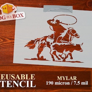 Cowboy stencil n.4 - Stencil Western riutilizzabile per country club, decorazioni per la casa e cartelli in legno. Stencil riutilizzabile per decorazioni a tema western