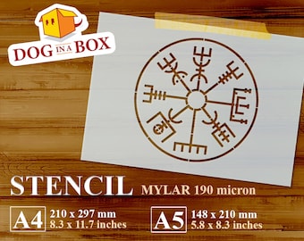 Vegvisir-stencil nr 1 - Keltisk, norreansk stencil för målning på tyger, trä, väggar och möbeldekor