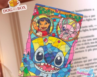 Stitch bookmark n.1 - Transparent Bookmark | Stained glass Effect | Laminated Gift for Readers, Students, Teachers | Cartoon bookmark