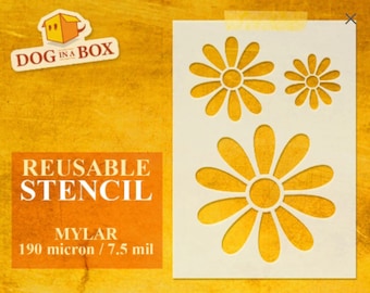 Dasies Stencil Set n.1 - Reusable stencil with a daisy in various sizes. Flower stencil perfect for painting on wood, walls and fabrics