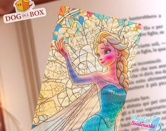 Elsa bookmark n.1 - Princess stained glass effect bookmark. Transparent.