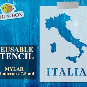 Italy Stencil n.1 - Wiederverwendbare Landkarte von Italien Schablone. Schablonen für Restaurants, Pizzeria, Holzschilder, Wanddekoration und Stoffe. Hergestellt in Italien