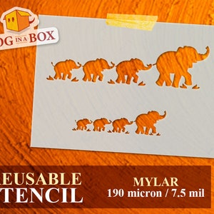 Elephants stencil n.2 - Reusable elephant mom and puppies stencil for nursery decor. Stencil for painting on walls, wood, fabrics