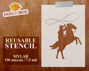 Cowboy Stencil n.1: Reusable Western Decor stencil for painting on walls, wood, furniture, fabrics