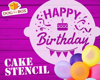 Funny Happy Birthday cake stencil n3, Happy Birthday stencil, party stencil, cake stencil, cake design, pochoir, cake mask, cake decor