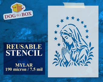 Virgin Mary Stencil n.6: Reusable stencil for painting on wood, fabrics, cakes, walls