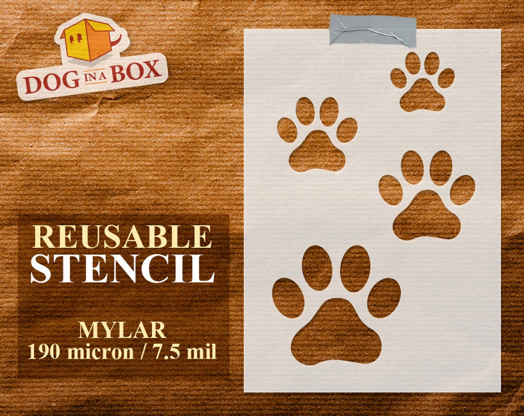 Dog Paw Prints Stencil Set N.1 - Reusable Paw Prints Stencil. Perfect ...