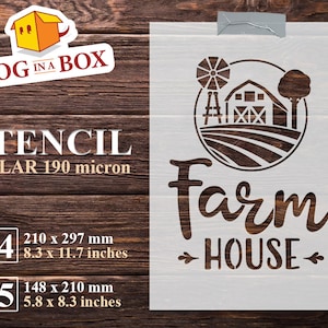 Stencil boerderij: herbruikbare mylar-stencil voor houten borden