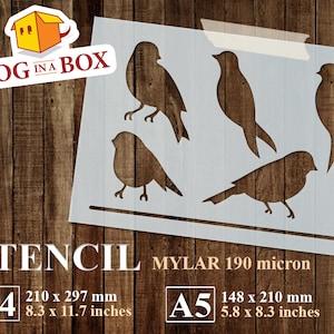Vögel auf Draht Schablone Nr. 2 - Wiederverwendbare Vögel Schablone, modulare Schablone, wiederverwendbare Schablone zum Malen auf Wänden, Holz, Stoffen und Kuchen