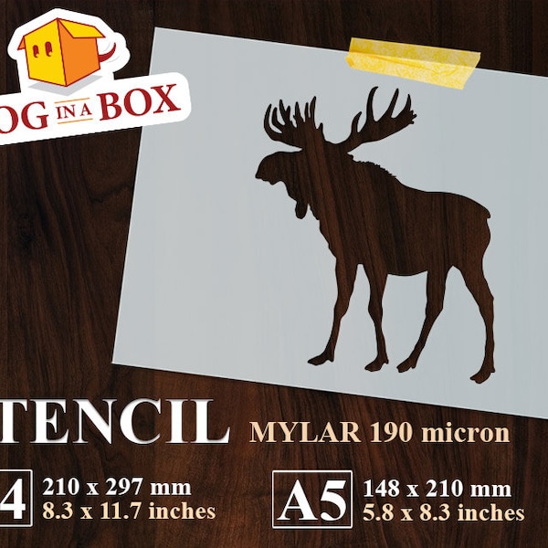 Elchschablone n.1 - Wiederverwendbare wilde Naturschablone, Waldtierschablone, Schablone zum Malen auf Holz, Wänden, Stoffen und Kuchen
