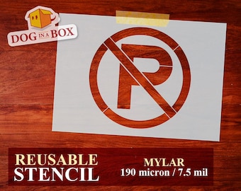 No Parking Stencil: Reusable stencil for drawing the "No Parking" sign on walls, wood, floor