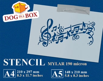 Music Sheet Stencil n.1: Reusable Musical Notes Stencil for painting on wall, wood, home, furniture and cake decor