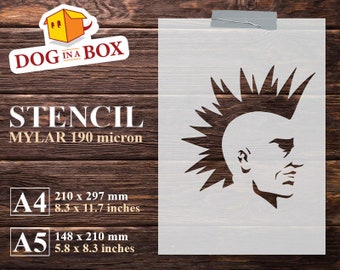 Punk Rocker Stencil: Reusable graffiti stencil for paintings on walls, custom t-shirt, home and furniture decor