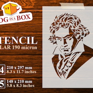 Beethoven stencil, music stencil, maestro stencil, stencil for painting, stencils for Wood Signs, DIY stencil, piano stencil, concerto