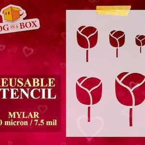Flower Stencil Set n.7: Reusable Mylar Stencils for Painting, DIY Decor