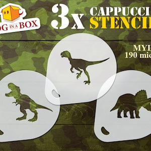 Dinosaur Stencils Set: T-Rex, Coffee, Face Painting (set of 3)