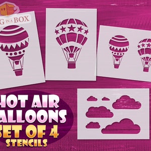 Hot Air Balloon Stencil Set: Nursery & Bedroom Decor (set of 4)