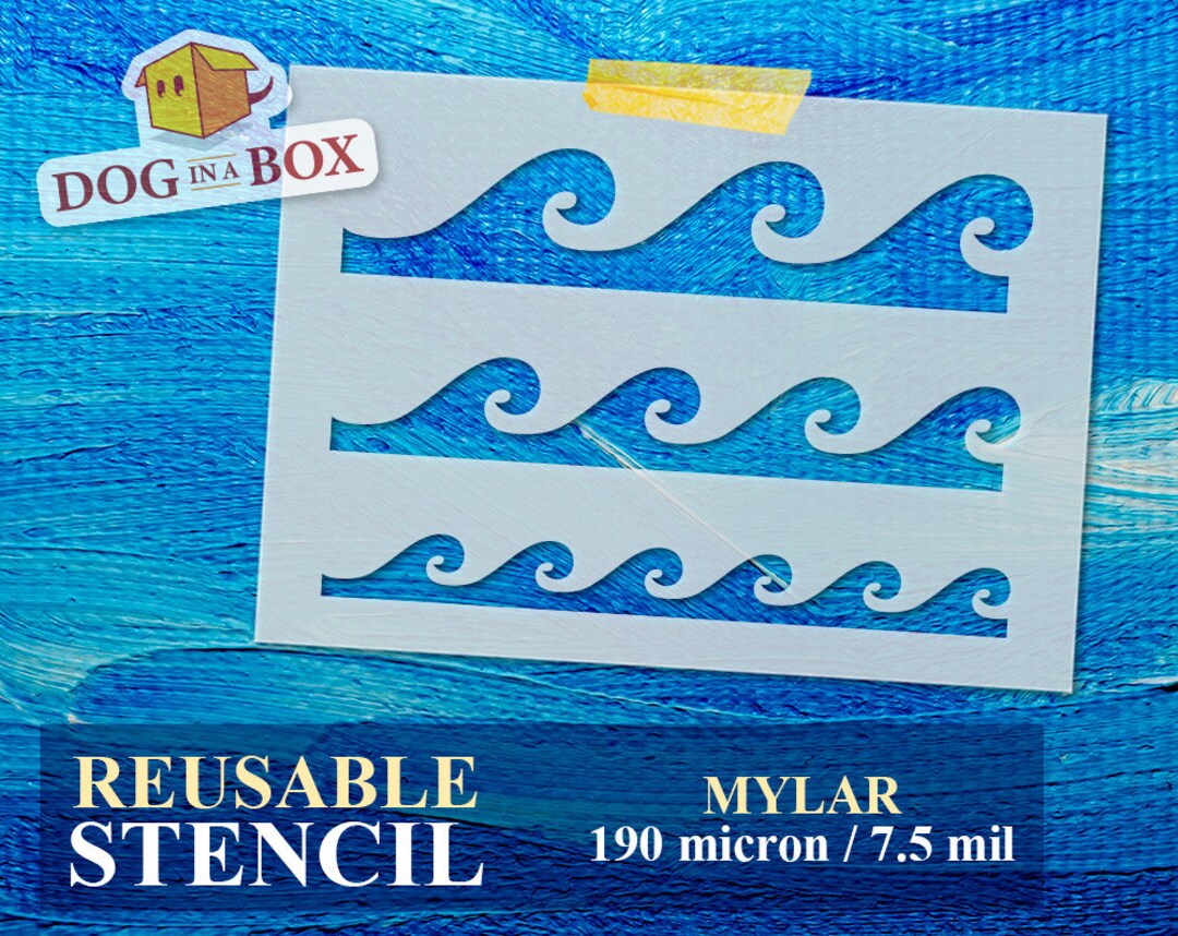 Wave Pattern Stencil N.1 Reusable Waves Stencil for Painting Etsy