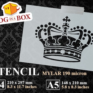 Crown stencil n.4 - Reusable queen stencil, king stencil, princess stencil for wall decor or nursery decor. For cakes, wood, fabrics