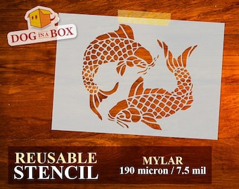 Koi stencil n.8 - Reusable japanese stencil for painting on wood, cakes, fabrics and ceramics