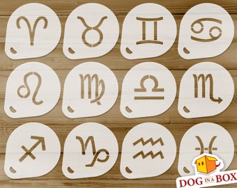 Zodiac Sign Stencils: set of 12 reusable stencils for Cookie, Coffee, Cappuccino, home and furniture decor