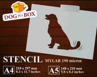 Hundschablon nr 13: Viftande labradorschablon för målning på väggar, trä, tyger, heminredning och möbeldekor