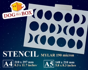 Moon Phases Stencil: Reusable Mylar Pattern for Painting