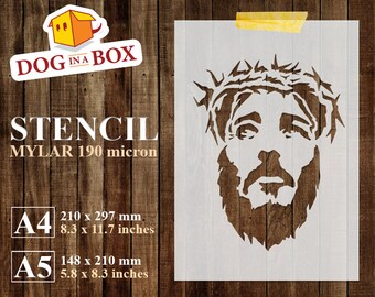 Jezus-stencil nr. 5: herbruikbare christelijke kunst-stencil voor hout en muurschildering, taartdecor