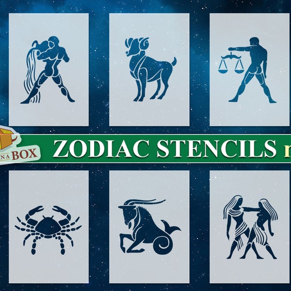Zodiac signs stencils n.2 - Pick your astrological sign stencil. Horoscope stencils. Reusable stencils for wood signs and wall.
