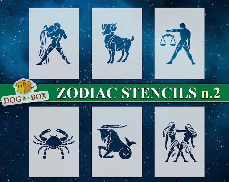 Zodiac Signs Stencils N.2 Pick Your Astrological Sign Etsy
