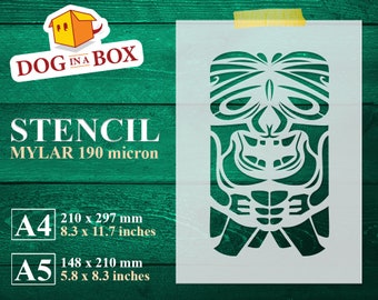 Tiki Totem Stencil n.2: Polynesian Tribal stencil for painting on walls, wood, fabrics, home and furniture decor
