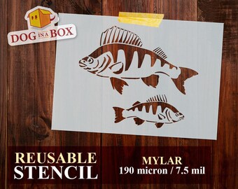 Perch fishes stencil: Reusable fishing stencil for Painting on wall, Wood Signs, DIY craft, home and furniture decor