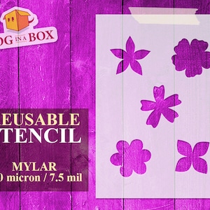 Flowers Stencil Set n.9: Reusable Mylar Stencils for Painting, DIY Decor