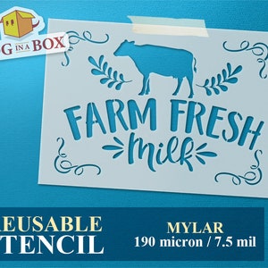 Farm Fresh Milk-stencil nr. 3: herbruikbare mylar-stencil om te schilderen