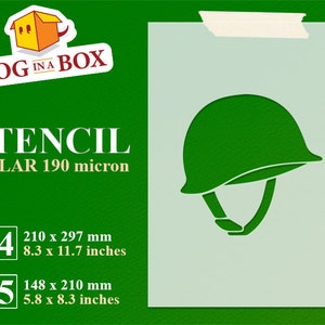 WWII Helmet Stencil: Reusable Mylar Army Design