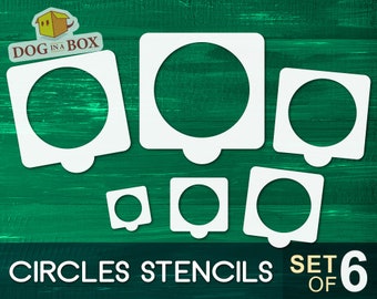 Circles stencils - Set of 6 different sizes reusable stencils. Round stencils from 1" to 3.5". Stencils for woodsigns and fabrics