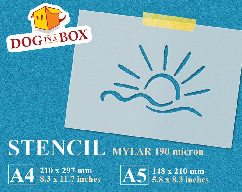 reusable stencil summer stencil 8x10 stencil for painting sun stencil DIY stencil stencil A5 stencil A4 Sun and Sea stencil