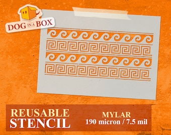 Estêncil de chave grega: Estêncil reutilizável para pintura em paredes, madeira e decoração de móveis.