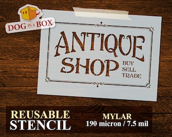 Antique Shop Stencil n.3: Reusable stencil for Vintage Sign, wall painting, home and furniture decor