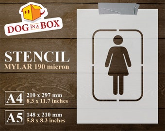 Women's Restroom Stencil: Reusable Mylar WC Sign