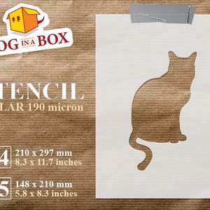 Cat Silhouette Stencil n.4: Reusable Mylar for Painting, Cake Decor