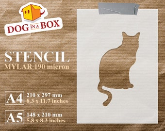 Cat Silhouette Schablone Nr.4: Wiederverwendbare Katzen Schablone zum Malen auf Wand, Holz, Stoffen, Haus- und Möbeldekor